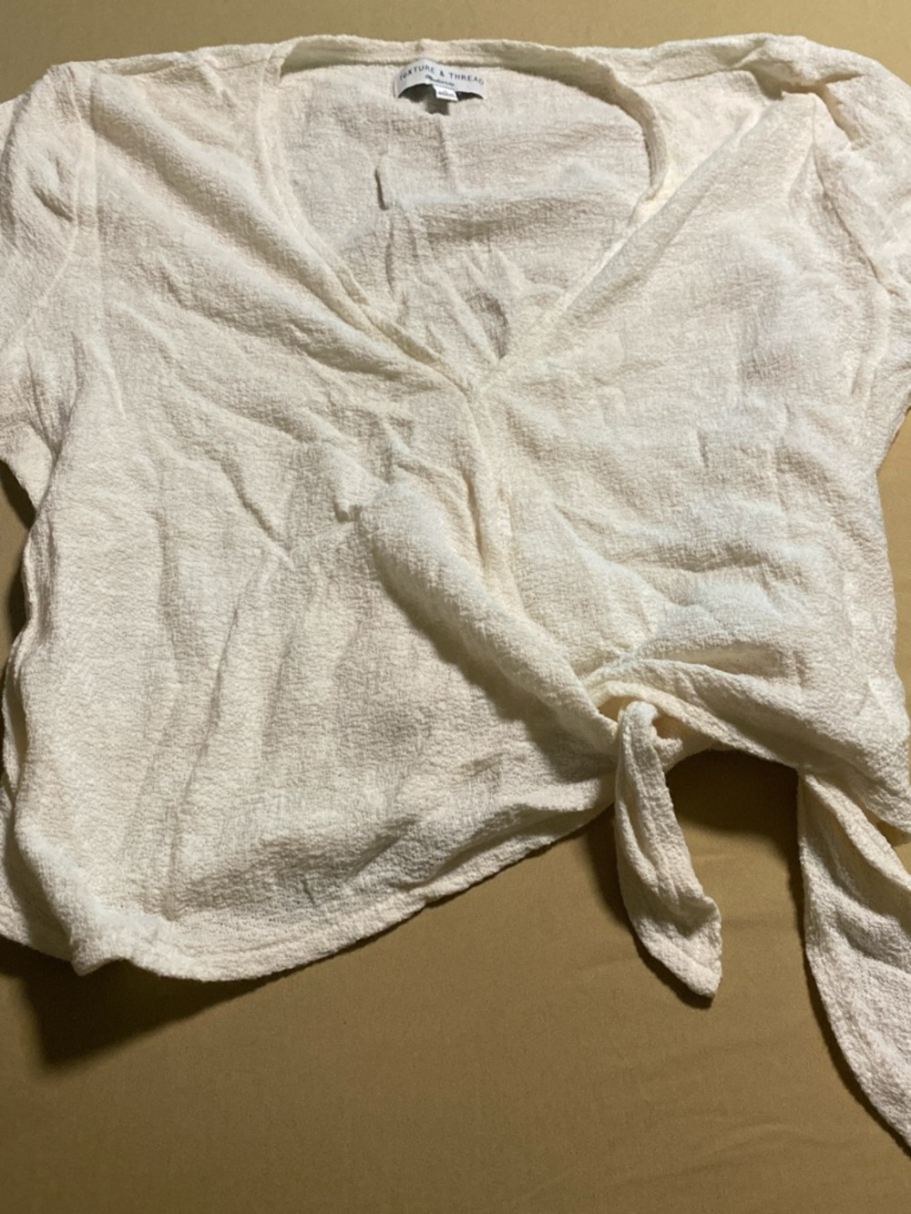 Madewell Cream Tie-Front Crop Top